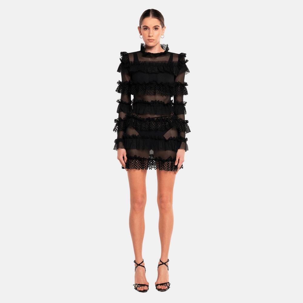OW Collection Grace Mini Lace Dress black M